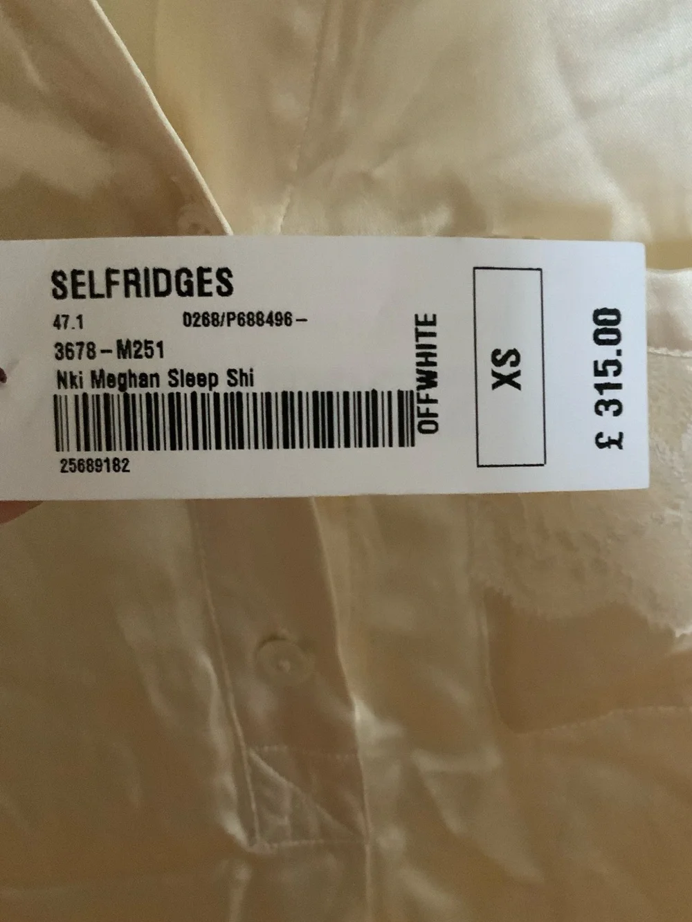 NK iMODE Meghan Silk Sleep Shirt Off White NWT XS $430 Retail
